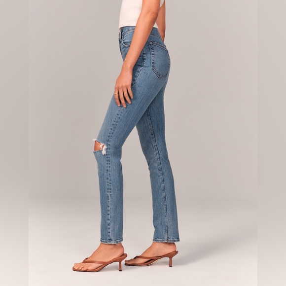 Abercrombie & Fitch The 90”s Slim Straight Ultra High Rise curve love Sz 28/6R - Picture 3 of 12